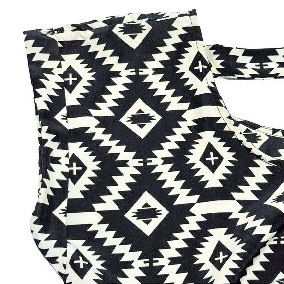 Pink Rose Black Ivory Aztec Print Mini Dress L - Picture 6 of 11